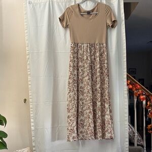 SHEIN Beige and Floral Maxi Dress